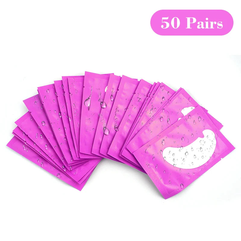 50 Pairs Hydrogel Eye Pads for Eyelash Extensions U-Shaped Gel Patches Lash Extension Supplies