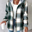 Women's Plaid Hooded Jacket – Long Sleeve Button-Up Casual Coat