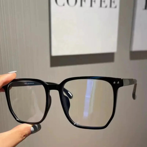 Black Square Frame Glasses with Clear Lenses