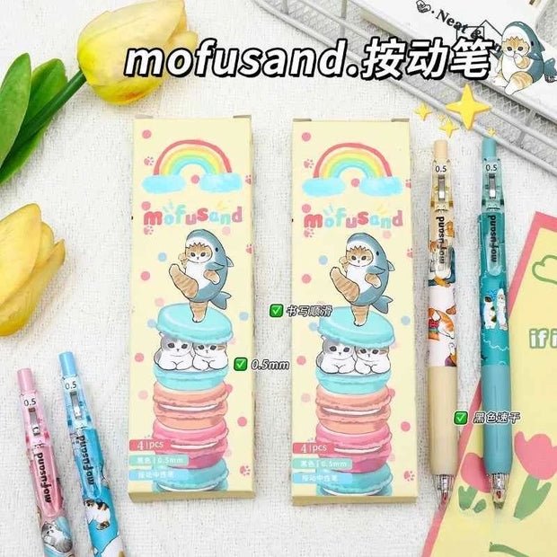 Mofusand Gel Pen 0.5mm Black Ink Retractable Cute Cartoon Writing Pen Smooth Office School Student Stationery Gift