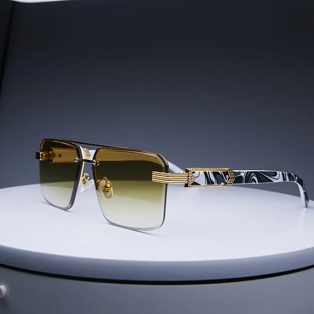 Luxury Square Sunglasses Set with Gold Frames
