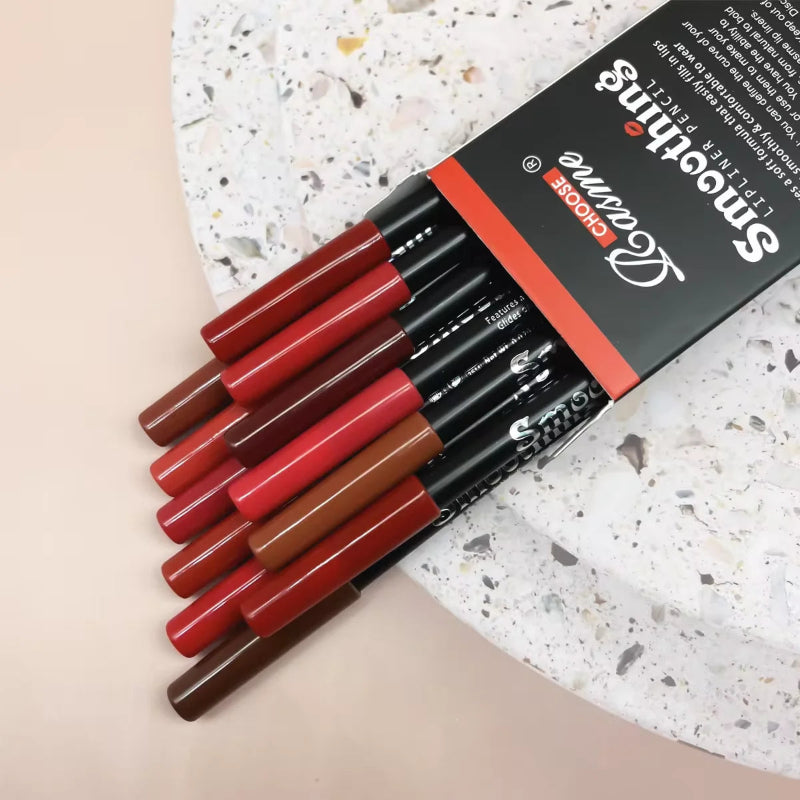 12 Piece Long-Lasting Lipstick Set with Lip Liner Pencil & Matte Lip Gloss Makeup Kit for Women