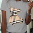 Cute Teddy Bear Graphic T-shirt – Stylish Casual Wear for Women | Black, White & Grey