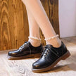 35-40 Women Oxfords Women's Shoes Ladies Leather Female Round Toe Sewing Retro Comfortable Footwear Lolita Shoe Brown