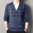Men’s Vintage Plaid Knitted Cardigan with Button Front, V-Neck & Front Pockets