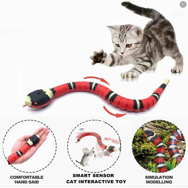 Automatic Interactive Cat Toy Snake with Smart Sensor | USB Rechargeable Moving Snake Toy for Cats