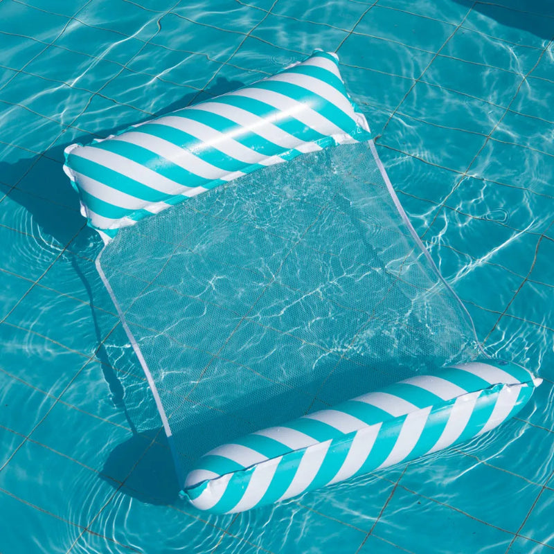 Floating Pool Lounge with Mesh Center – Inflatable Swim Chair for Adults & Kids