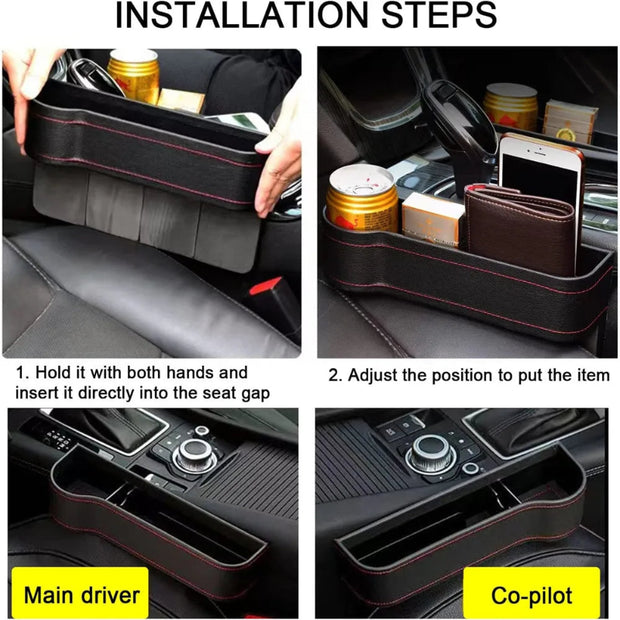 1 Set PU Leather Car Seat Gap Storage Box Universal Organizer