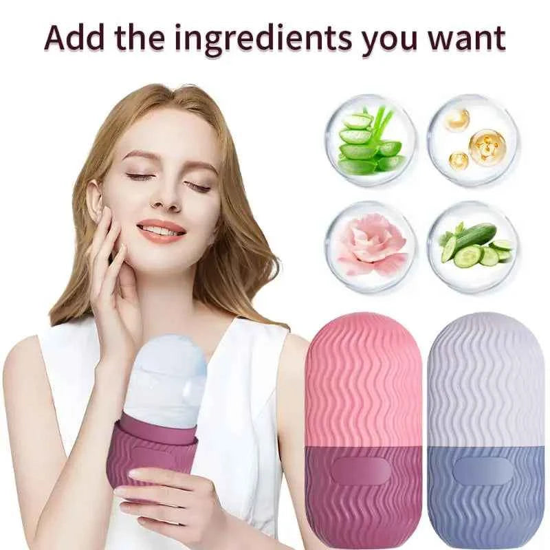 「Silicone Cube Tray Shape Face Facial Ice Roller Massage Face Massage Roller Facial Reusable Ice Face Roller Skincare Tool」