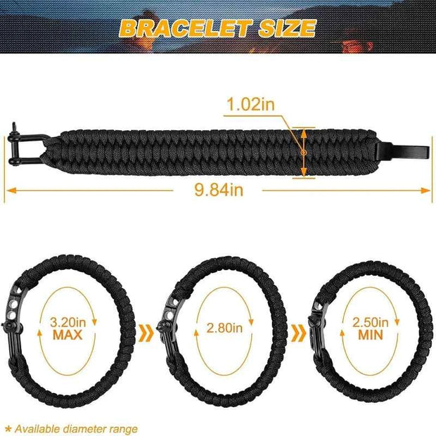 Adjustable Woven Paracord Bracelet with Three-Hole U-Type Buckle Outdoor Survival Wristband