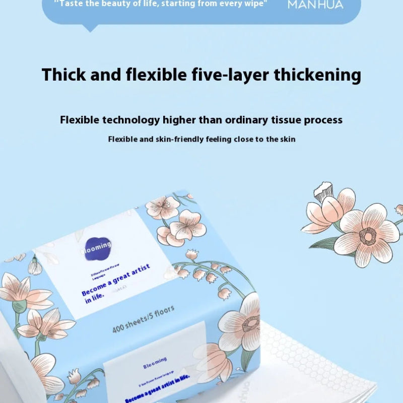 Blooming 5-Layer Tissue Paper – Thick Flexible Blue Floral Tissue Pack