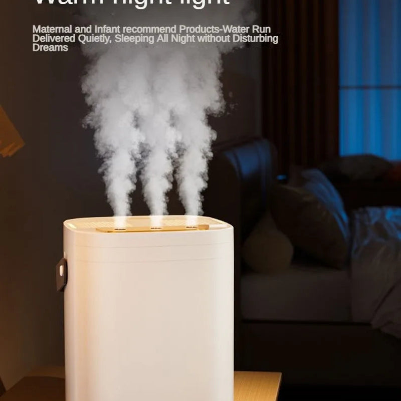 1.8L Large Capacity Humidifier with Three Nozzle Spray, Night Light & Double Filter Aromatherapy Mist Machine for Bedroom, Car & Home