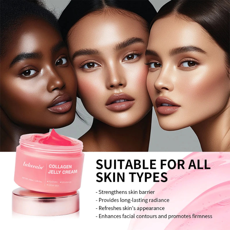 lakerain Collagen Jelly Cream 100ml – Hydrolyzed Collagen & Niacinamide Moisturizer for Face, Neck & Hands
