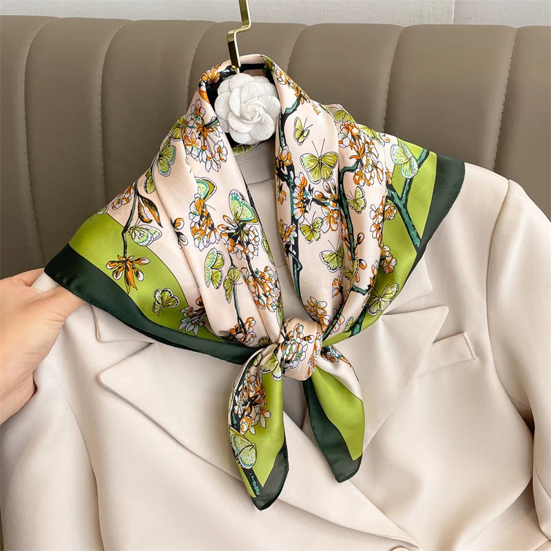 Women’s Printed Square Hair Scarf for Neck and Bag Styling