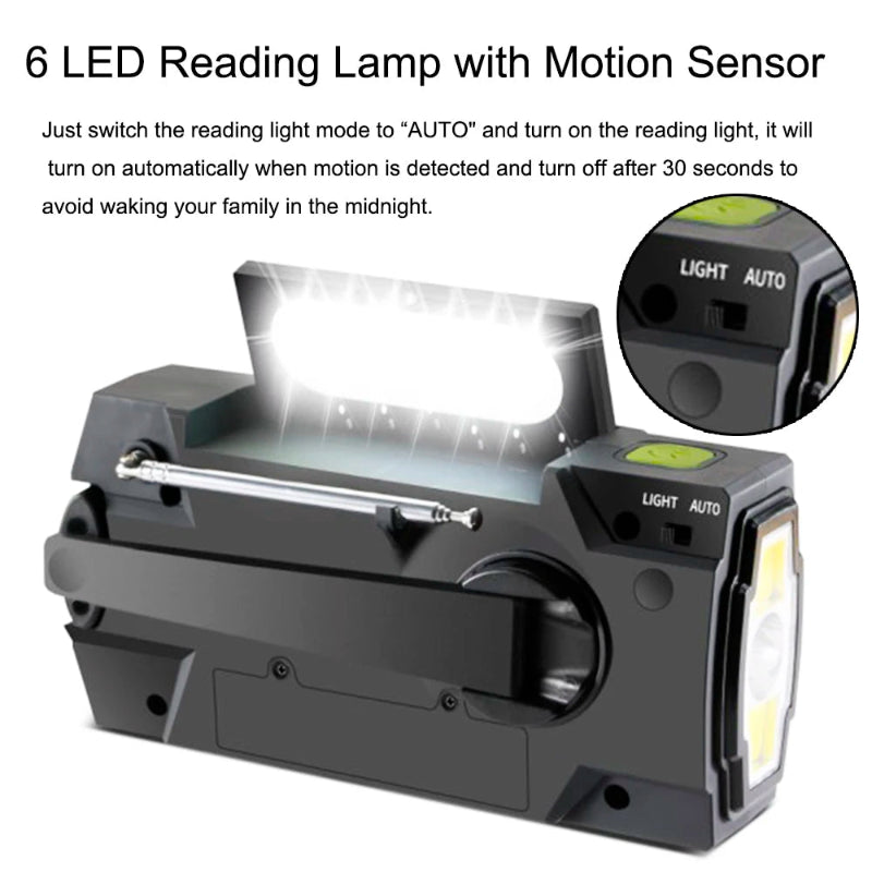 Solar Hand Crank Emergency Radio – 4000mAh Power Bank, NOAA AM/FM, SOS Alarm & LED Flashlight