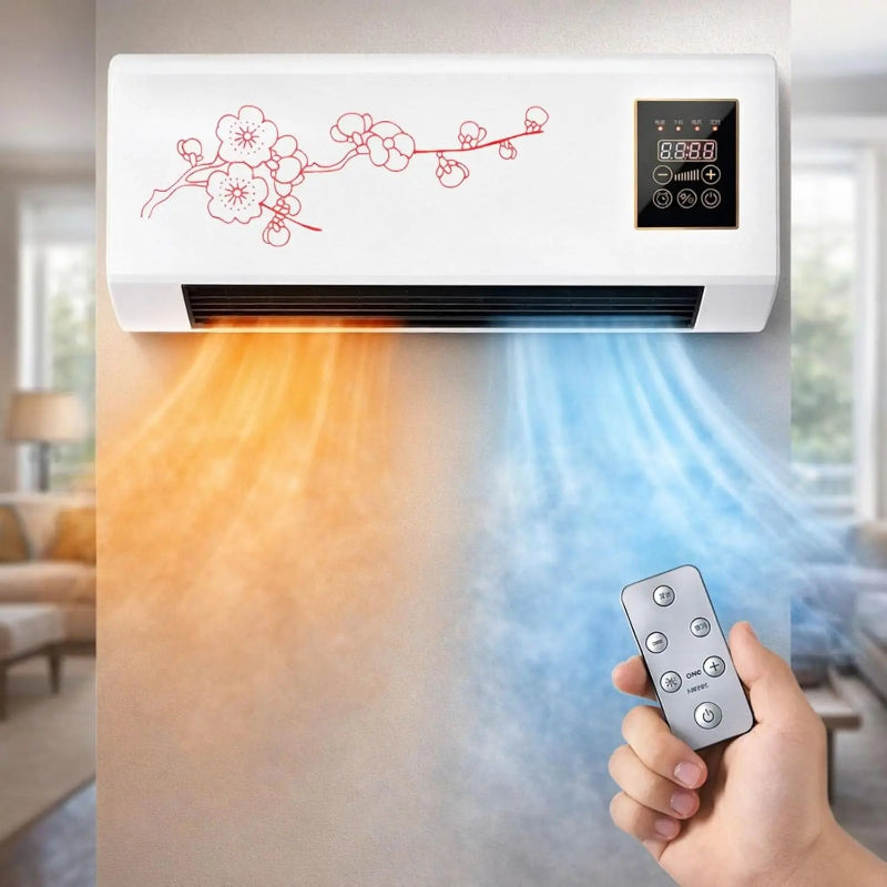 1800W Wall-Mounted Heating & Cooling Fan with Remote Control, LED Display & Touch Controls