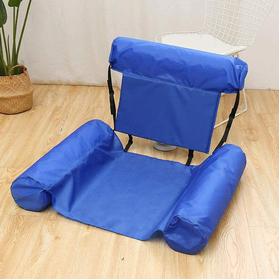 Inflatable Floating Pool Chair with Backrest – Multi-Color Adult Lounger