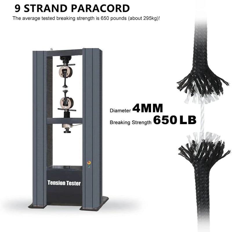 30/50/100M 4mm Paracord 9 Core 650 Military Standard Parachute Rope for Camping, Survival, DIY Bracelets & Outdoor Use