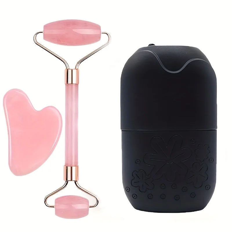 3-in-1 Ice Face Roller & Gua Sha Facial Skincare Set – Cooling Massage Beauty Tool Set for Face Care
