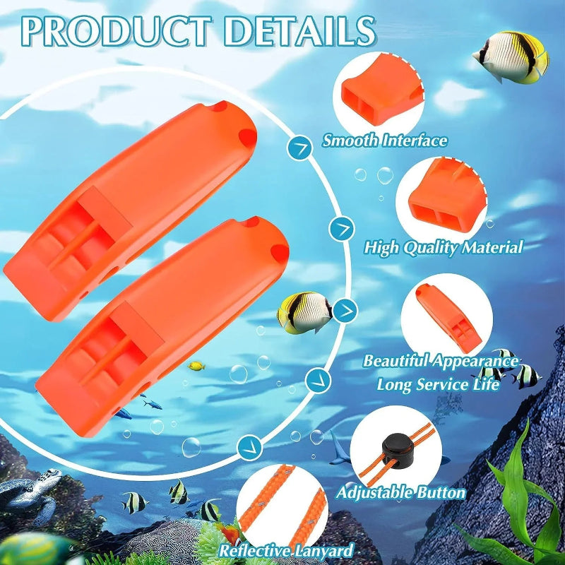 1PC Orange Emergency Safety Whistle with Reflective Lanyard for Camping, Hiking, Kayaking and Fishing