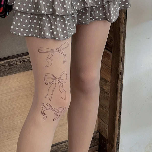 Bow Pattern Tights – Stylish & Elegant Legwear for Women