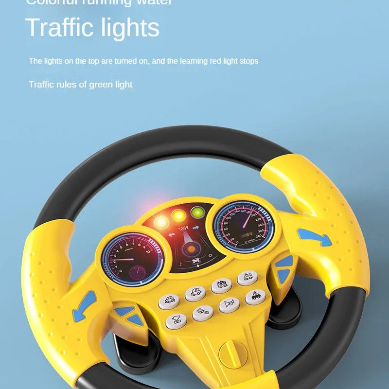 Infant Simulation Steering Wheel Toy with Light Sound Effects Kids Early Education Driving Toy for Stroller Car Play