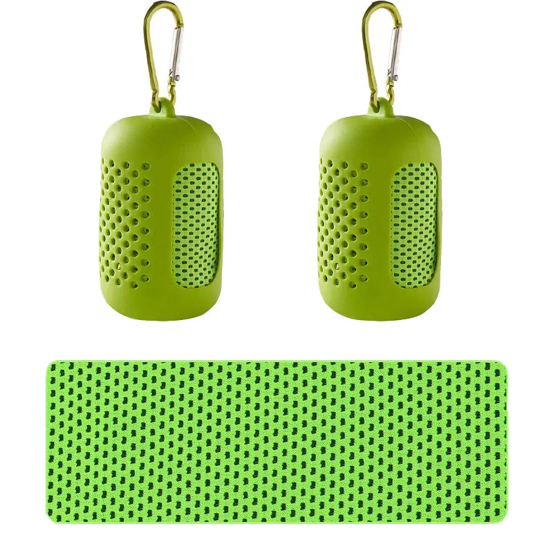 2 Pack Portable Round Silicone Covered Cooling Towel – Quick Drying Fitness Sports Towels for Outdoor Activities