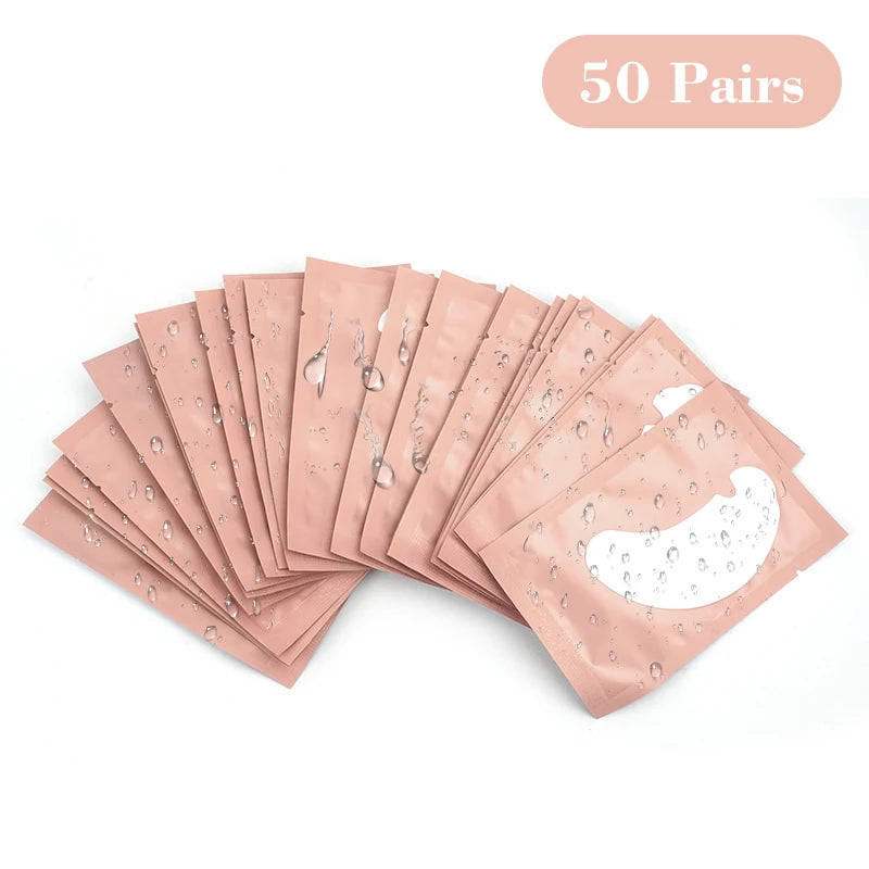 50 Pairs Hydrogel Eye Pads for Eyelash Extensions U-Shaped Gel Patches Lash Extension Supplies