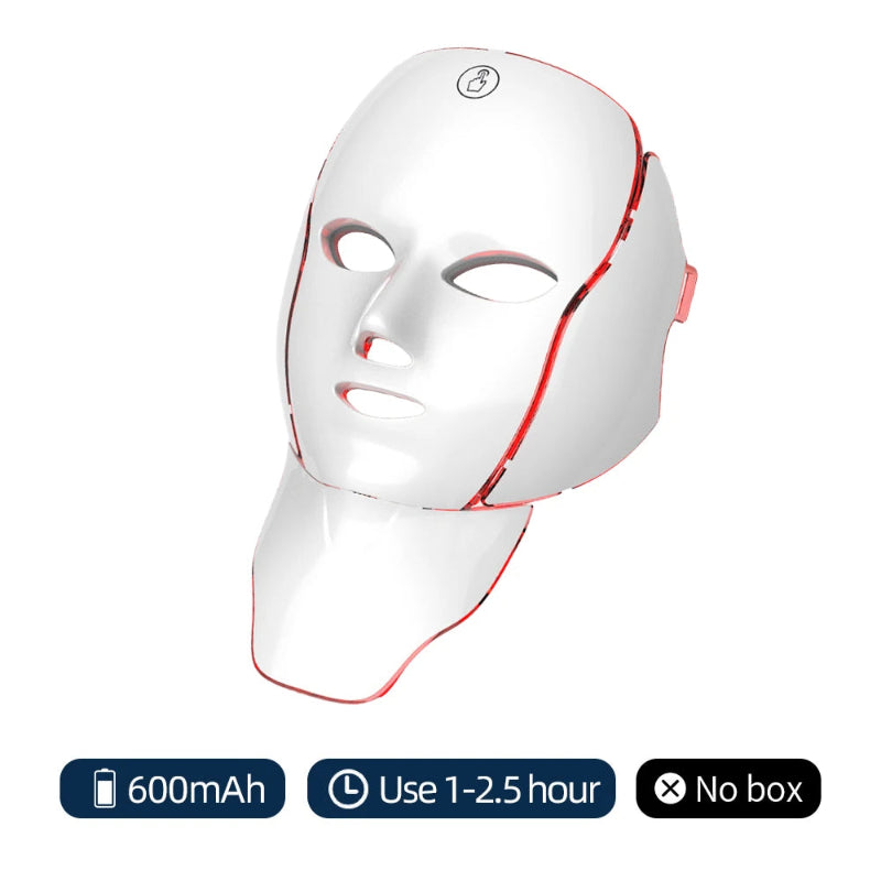 7-Color LED Face & Neck Mask with 138+3 LEDs – Wireless Rechargeable Light Therapy Beauty Device