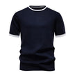Men's Knit Pullovers Short Sleeve Sweater Knitted Tops Casual Knit Tee Shirts Crewneck Solid Color Ribbed Knitwear