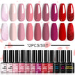 LIMEGIRL 12PCS/SET Gel Polish Nail Color Kit with Base, Top & Matte Coat