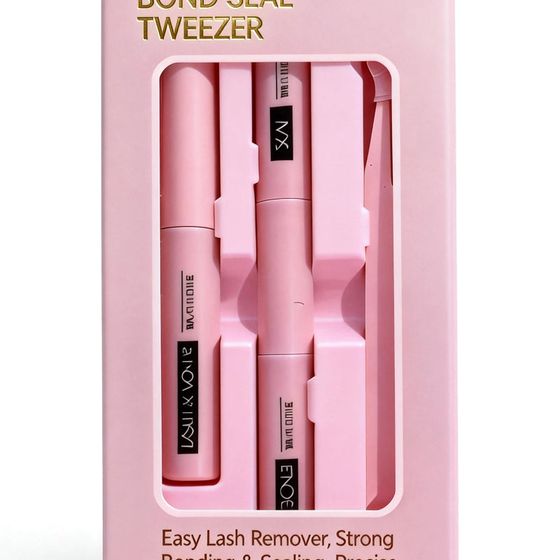 Eyelash Glue Kit with Bond & Seal, Lash Remover and Tweezer Set
