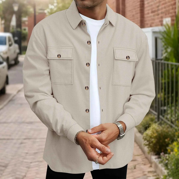 Button Front Shirt Jacket with Chest Pockets