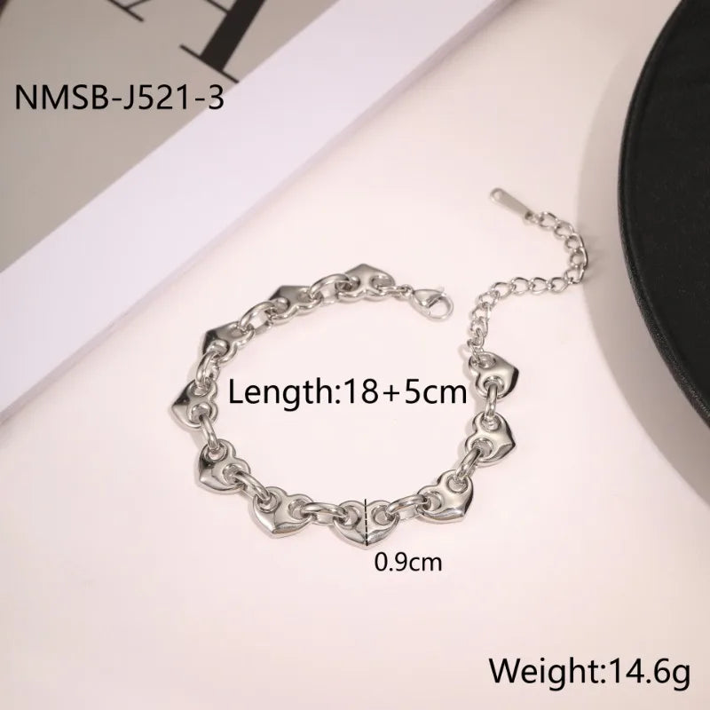 Heart Link Bracelet Set – Gold-Tone & Silver-Tone Stackable Bracelets