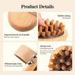 Wooden Body Massage Brush with 28 and 33 Rounded Comb Teeth, Finger Grip Handle & Hand Strap