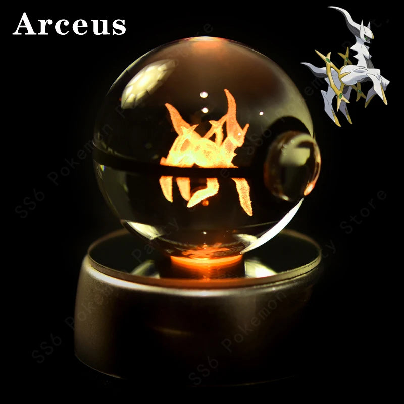 Pokémon 3D Crystal Ball Night Light with Color-Changing LED Base