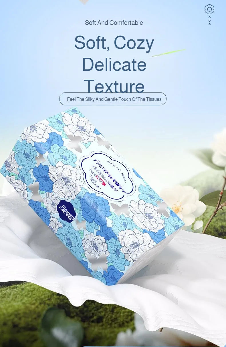 Manhua Household Tissue Paper 20 Packs Bulk 400 Sheets Each Thickened Soft Disposable Napkins for Home Daily Cleaning Face Towel