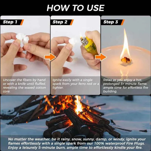 20/60/120-Piece Portable White Fire Starter Sticks for Outdoor Camping and Campfires
