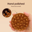 Wooden Body Massage Brush with 28 and 33 Rounded Comb Teeth, Finger Grip Handle & Hand Strap