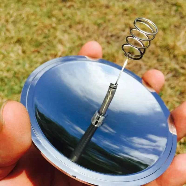 Portable Reflective Solar Fire Starter with Adjustable Spring Tinder Holder for Outdoor Camping