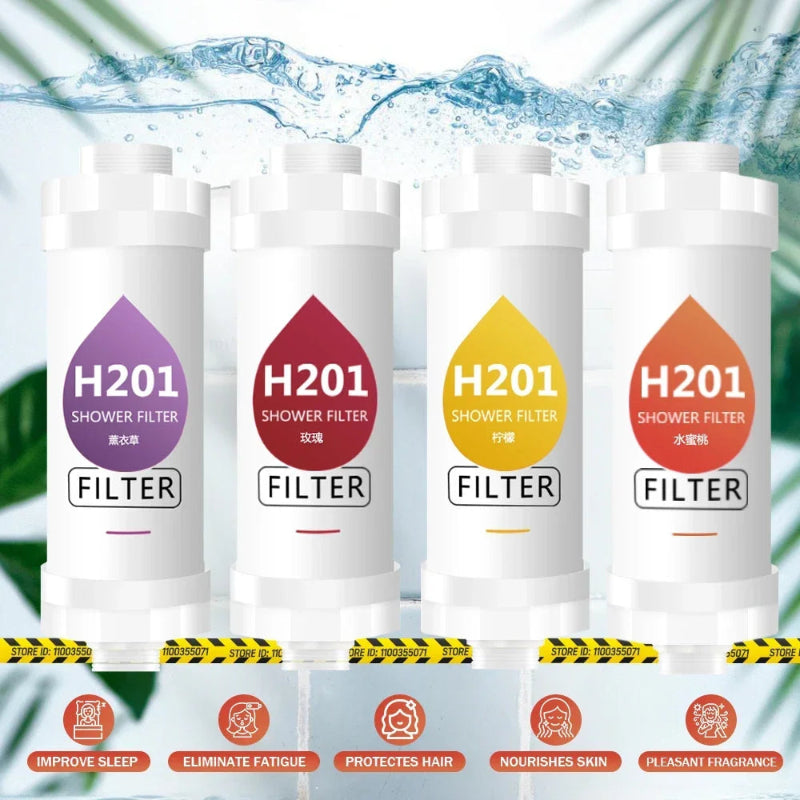 H201 Scented Shower Head Filter – Inline Bathroom Water Filter for Handheld, Fixed & Rainfall Showers