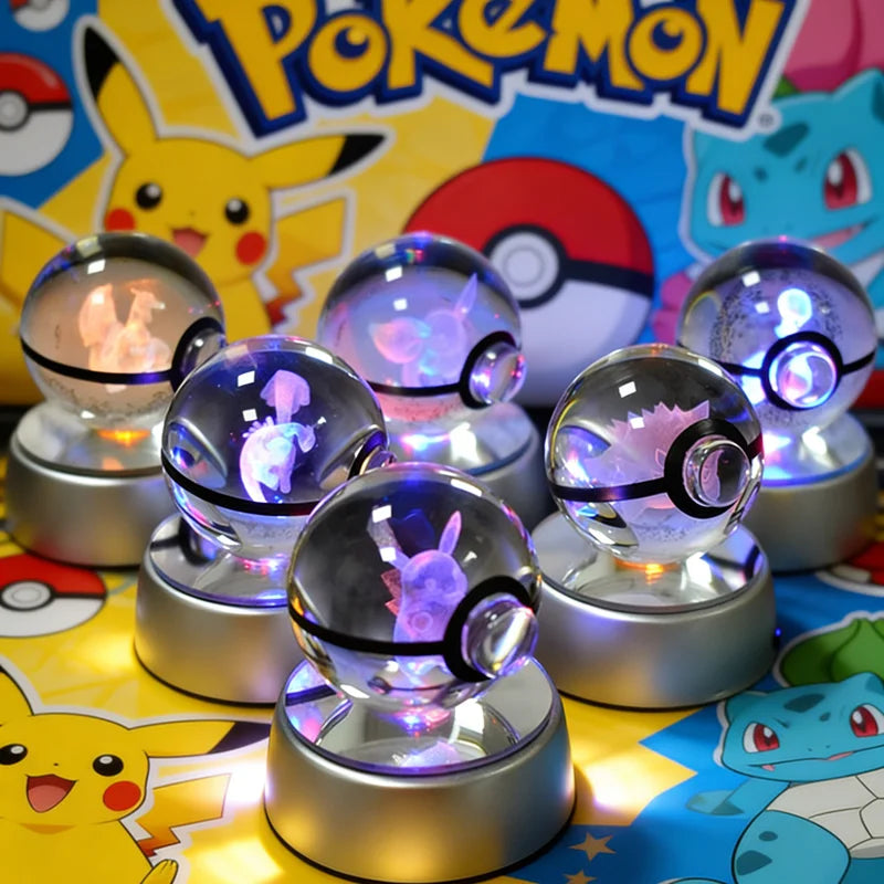3D Pokémon Crystal Ball 5cm with Multicolor LED Base