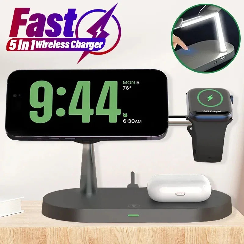 3-in-1 Magnetic Wireless Charger Stand – Fast Charging Station for iPhone, Apple Watch & AirPods