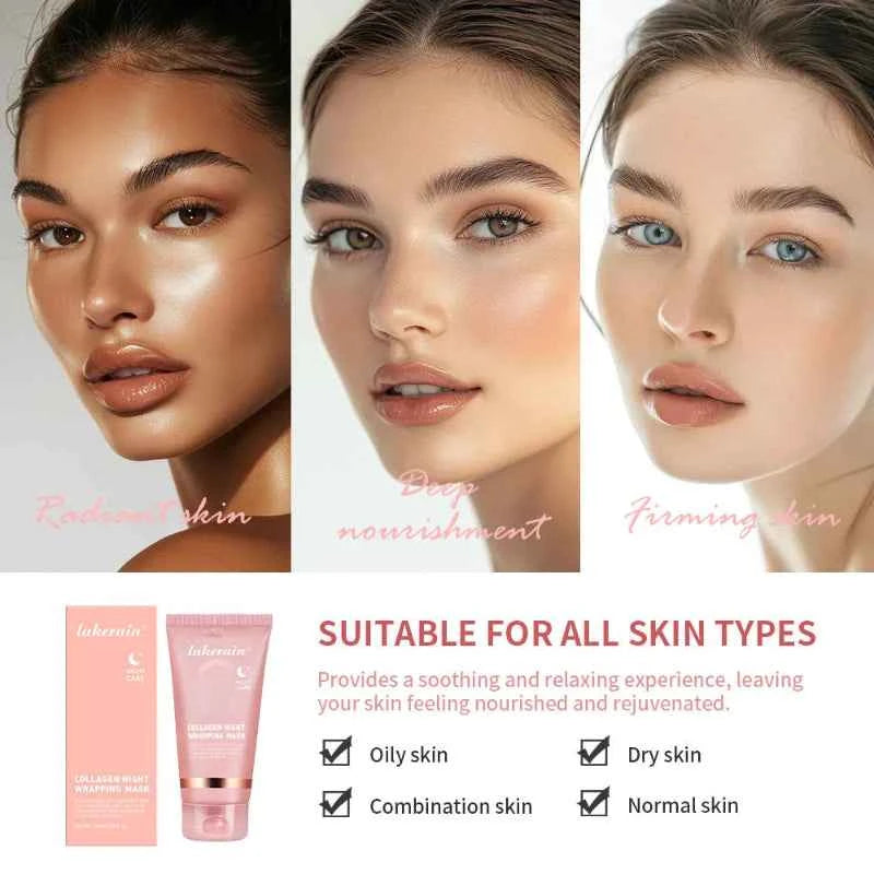 Korean Collagen Overnight Wrapping Peel Off Facial Mask Moisturizing Hydrating Brightening Skin Care Mask