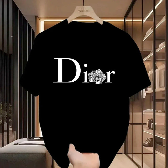 Dior Logo Graphic T-shirt – Stylish Casual Wear for Women | Black & White Options
