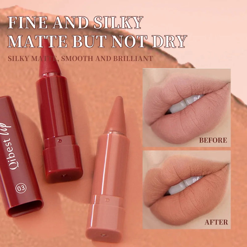 6-Color Mini Lip Liner & Lipstick Pencil – 2-in-1 Waterproof Matte Lip Makeup