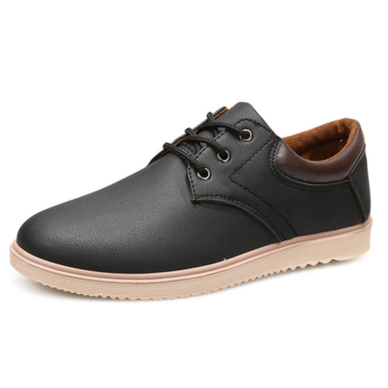 Men's Casual Lace-Up Shoes – Stylish Leather Sneakers with Rubber Soles