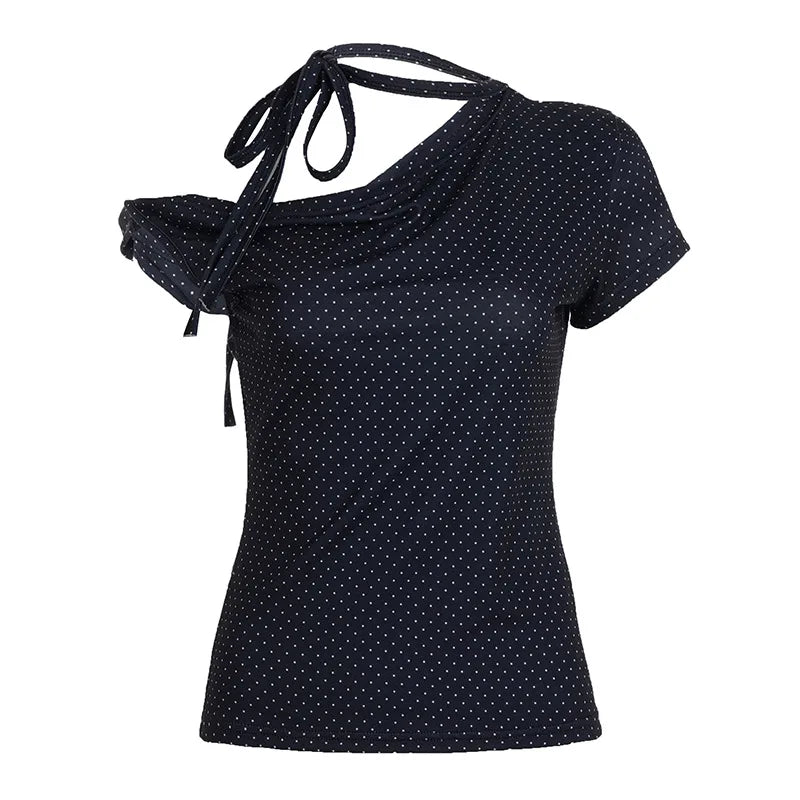 Women’s Off Shoulder Tie Front Short Sleeve Top