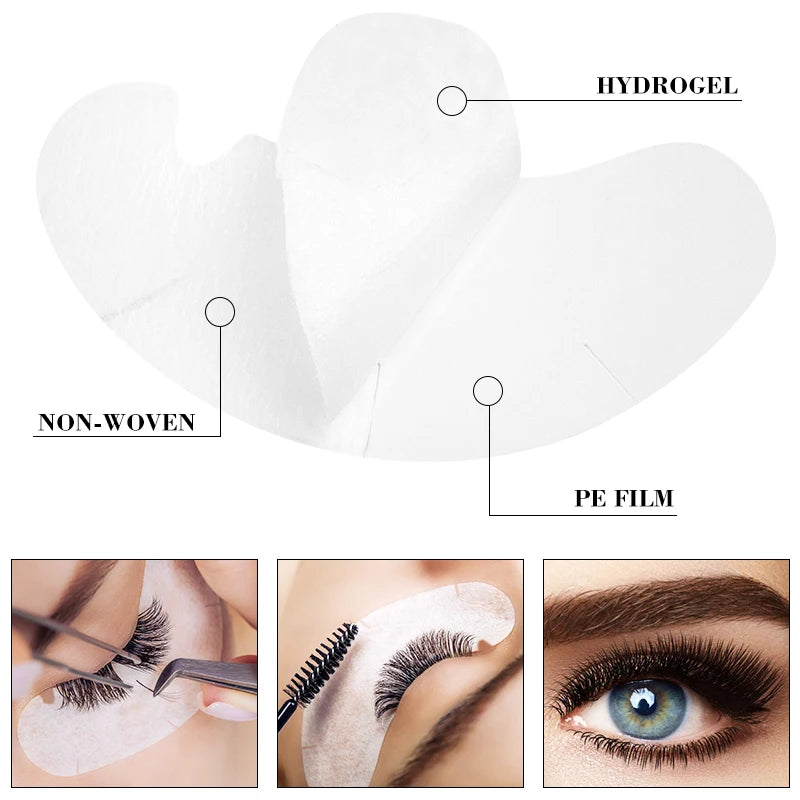 50 Pairs Hydrogel Eye Pads for Eyelash Extensions U-Shaped Gel Patches Lash Extension Supplies