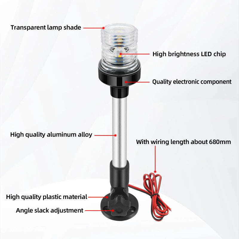 12V/24V Waterproof LED Marine Boat Navigation Light 180° Rotating Sailing Anchor Light